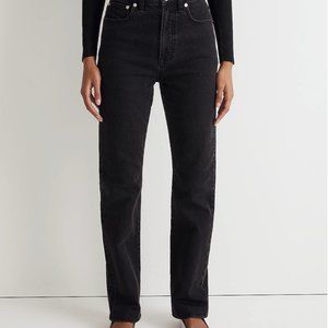 Madewell The Petite '90s Straight Jean in Belmere Wash - Black Straight Jeans